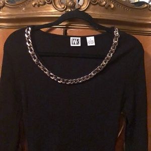 WR Black Sweater w/ Silver Chain Neckline